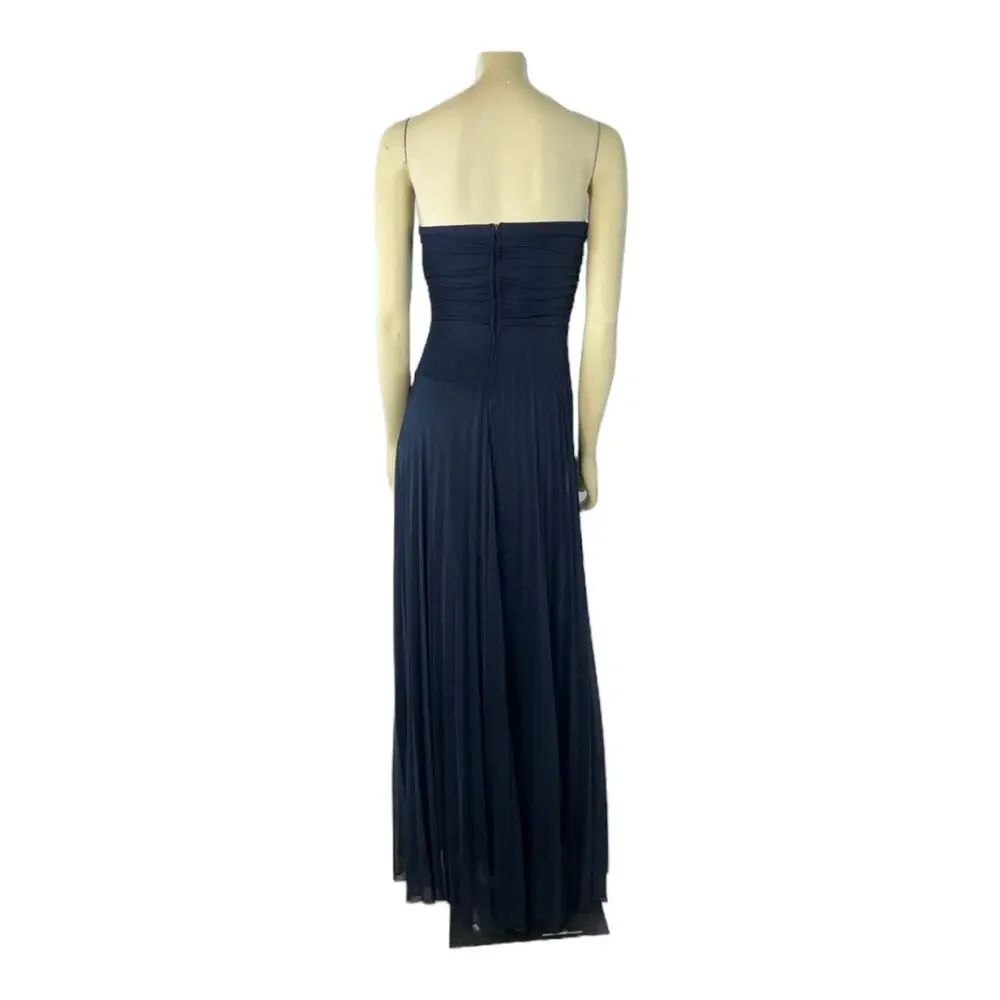 B. Darlin Navy Blue Strapless Maxi Jewel design prom dress size 3-4